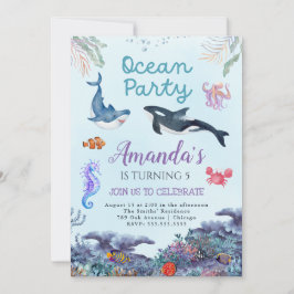 Under Sea Girls Birthday Inbjudningar