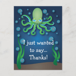 Under Sea Grönt Octopus Tack Postcard Vykort