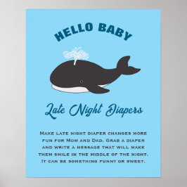 Under Sea Hej Baby Shower Late Night Diaper Poster