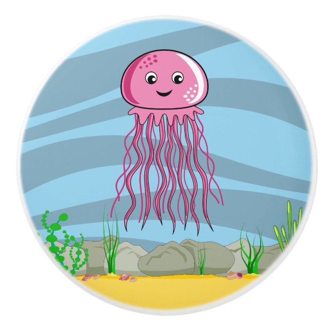 Under Sea Jelly Fish Ceramic Knob Knopp (Framsidan)