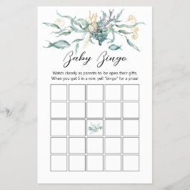 Under Sea Jellyfish Baby Bingo Card Game Board Flygblad