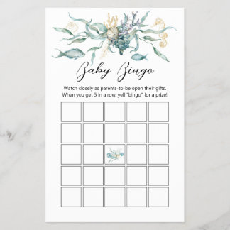 Under Sea Jellyfish Baby Bingo Card Game Board Flygblad
