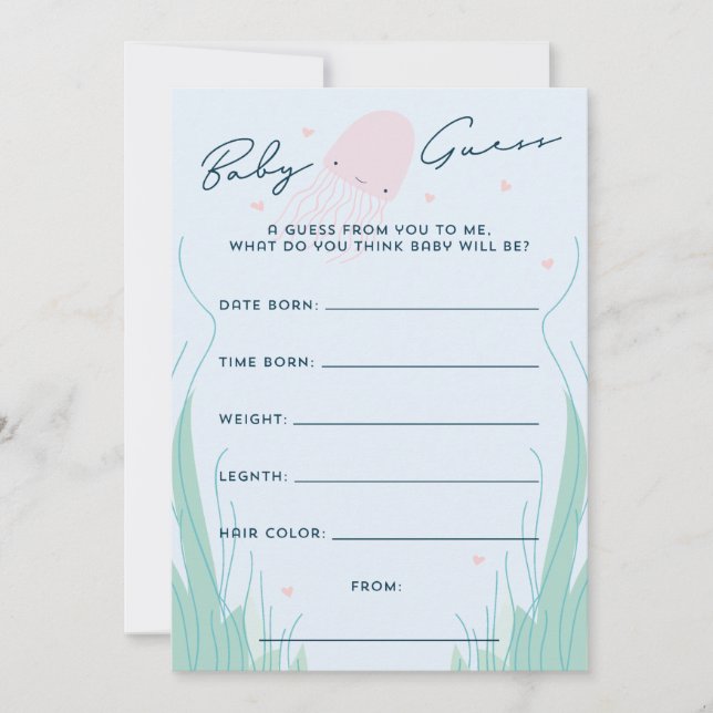 Under Sea Jellyfish Baby Gissa Inbjudningar (Framsida)