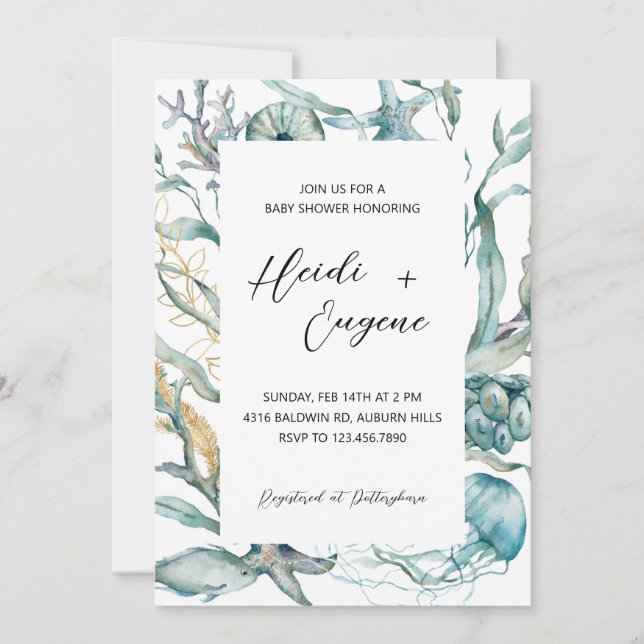 Under Sea Jellyfish Baby Shower-inbjudan Inbjudningar (Framsida)