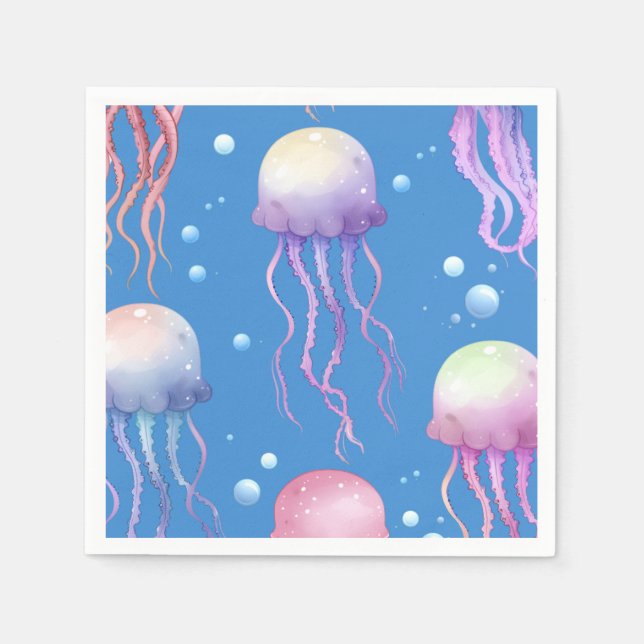 Under Sea Jellyfish Blue Pappersservett (Framsidan)