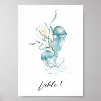 Under Sea Jellyfish Bordsnummer Sign Poster