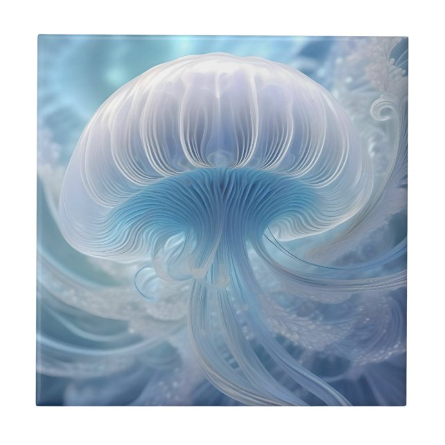 Under Sea Jellyfish Fractal Art. Kakelplatta (Framsidan)