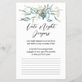 Under Sea Jellyfish Late Night Diaper Card Flygblad