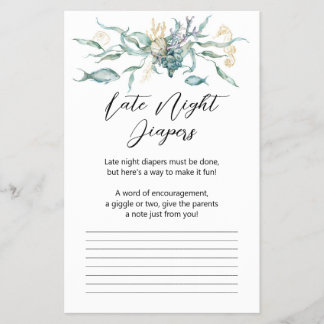 Under Sea Jellyfish Late Night Diaper Card Flygblad