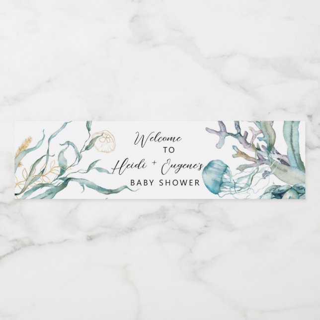 Under Sea Jellyfish Vattenflaska Labels Vattenflaskor Etikett (Singel etikett)