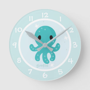 Under Sea Kids Nursery Wall Clock Rund Klocka
