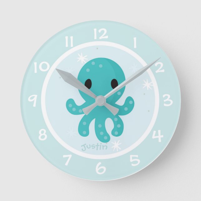 Under Sea Kids Nursery Wall Clock Rund Klocka (Framsida)