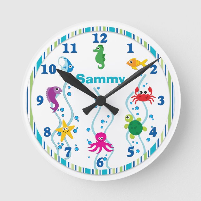 Under Sea Kids Room Clock Rund Klocka (Framsida)