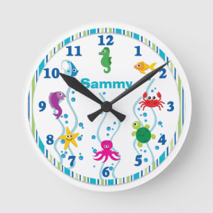 Under Sea Kids Room Clock Rund Klocka