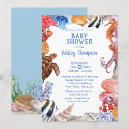 Under Sea Life Blue Baby Shower Inbjudningar