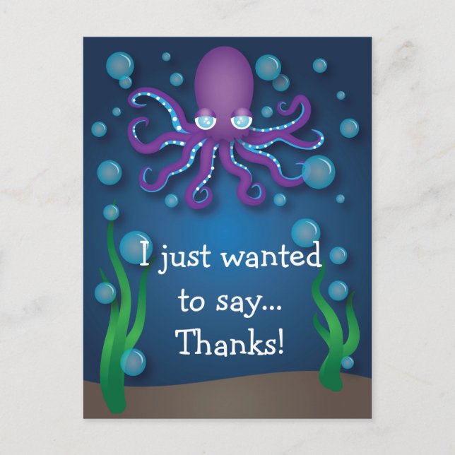Under Sea Lila Octopus Tack Postcard Vykort (Framsida)