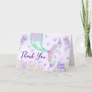 Under Sea Lila Teal Little Sjöjungfru Tack Kort