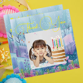 Under Sea Magic Sjöjungfru Girl Photo Birthday Tack Kort