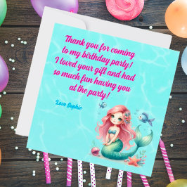 Under Sea Magic Sjöjungfru Girl Photo Birthday Tack Kort