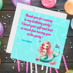 Under Sea Magic Sjöjungfru Girl Photo Birthday Tack Kort