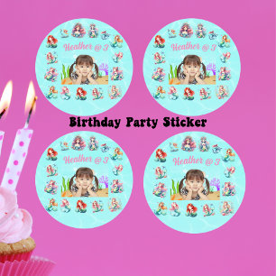 Under Sea Magic Sjöjungfruars Girly Birthday Runt Klistermärke
