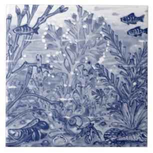 Under Sea Mörk blått Sea Scene Crab Mural Pc#7 Ce Kakelplatta