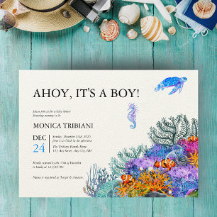 Under Sea Nautical Boy Baby Shower Modern Invi Inbjudningar