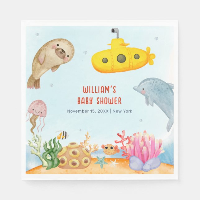 Under Sea Nautical Marine Baby Shower Pappersservett (Framsidan)