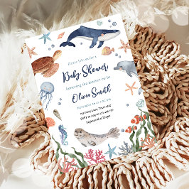 Under Sea Nautical Sea Animals Baby Shower Inbjudningar