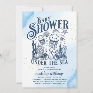 Under Sea Ocean Animals Baby Shower Inbjudningar