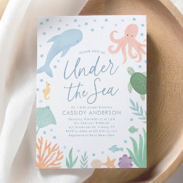 Under Sea Ocean Animals Baby Shower Inbjudningar