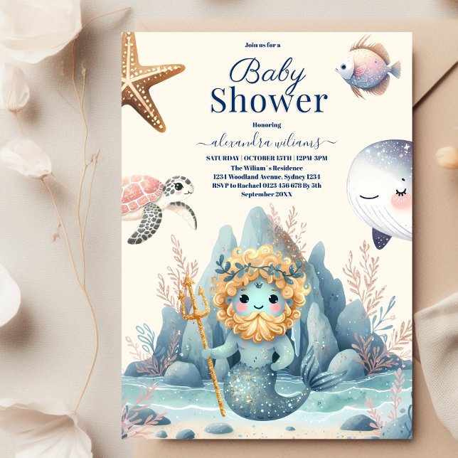 Under Sea Ocean Animals Baby Shower Inbjudningar (Skapare uppladdad)