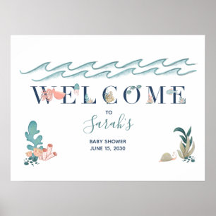 Under Sea Ocean Animals Baby Shower Poster