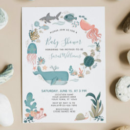 Under Sea Ocean Animals Baby Shower-skript Inbjudningar