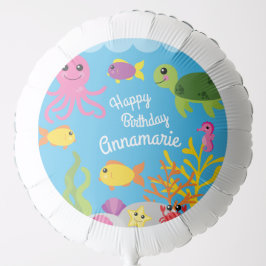 Under Sea Ocean Animals Birthday Mylar Balloon