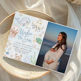Under Sea Ocean Animals Boy Baby Shower Photo Inbjudningar