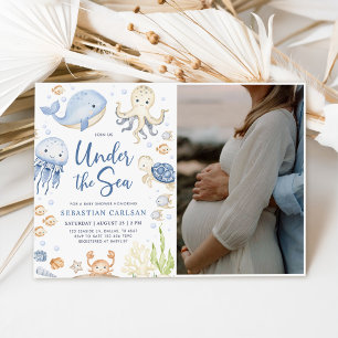 Under Sea Ocean Animals Boy Baby Shower Photo Inbjudningar