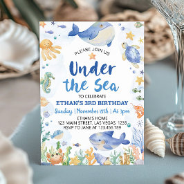 Under Sea Ocean Animals Boy Birthday Inbjudningar