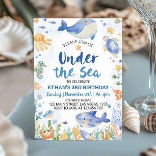 Under Sea Ocean Animals Boy Birthday Inbjudningar