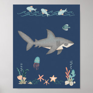 Under Sea Ocean Animals Shark Nursery Poster