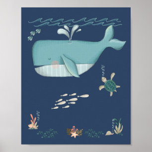 Under Sea Ocean Animals Whale Nursery Poster
