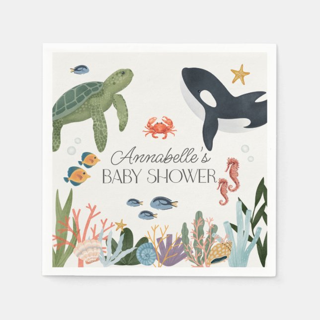 Under Sea Ocean Baby Shower Decor Pappersservett (Framsidan)