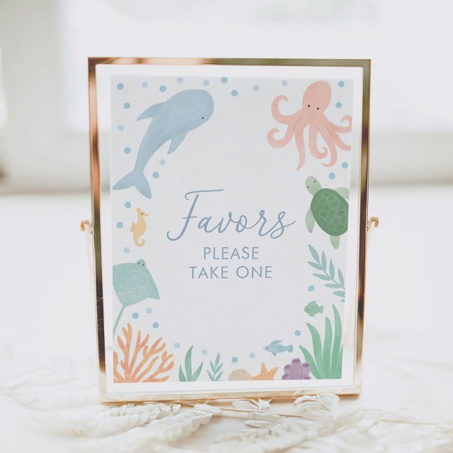 Under Sea Ocean Baby Shower Favors-skylt Poster (Skapare uppladdad)