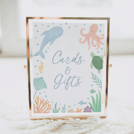 Under Sea Ocean Baby Shower-kort och presenter Poster