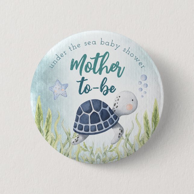 Under Sea Ocean Baby Shower Mor-knappen Knapp (Framsida)