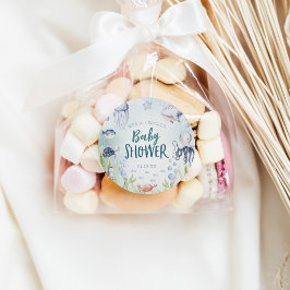 Under Sea Ocean Baby Shower Square Stickers Fyrkantigt Klistermärke