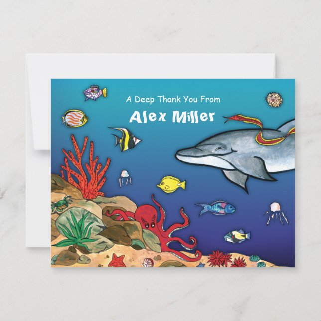 Under Sea-Ocean Life Note Card Anteckningskort (Framsida)