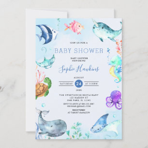 Under Sea Ocean Par Baby Shower Inbjudningar