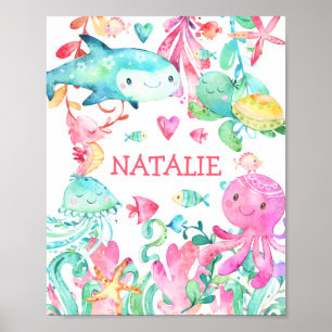 Under Sea Ocean Personlig Nursery Print Poster