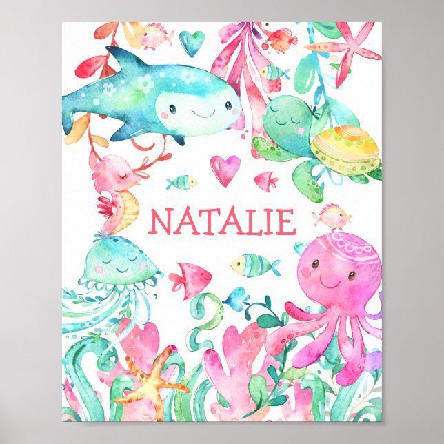 Under Sea Ocean Personlig Nursery Print Poster (Framsidan)